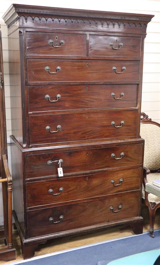 A George III mahogany chest on chest W.107cm